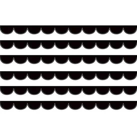 Black with White Scalloped Die-Cut Border Trim, 35 Feet Per Pack, 6 Packs {1}