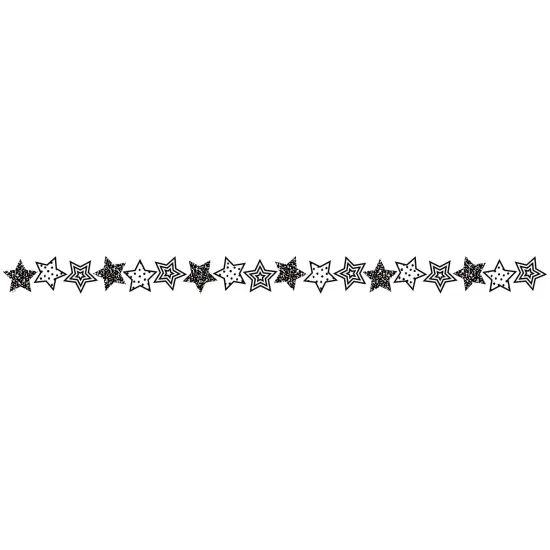 Black and White Stars Die-Cut Border Trim, 35 Feet Per Pack, 6 Packs {3}