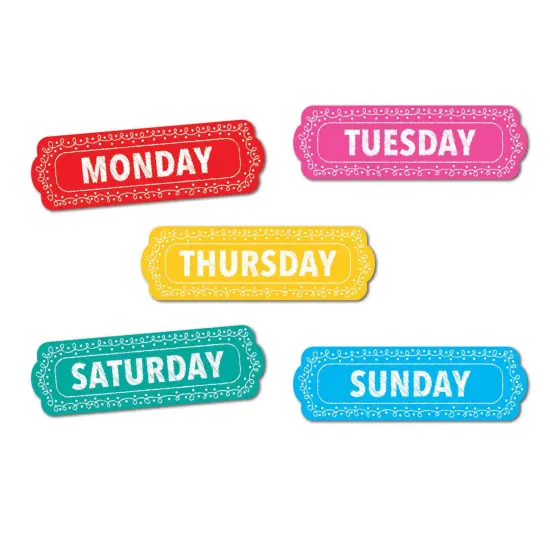 Magnetic Die-Cut Timesavers & Labels, Days of the Week, Chalk Loops, 8 Per Pack, 6 Packs {3}