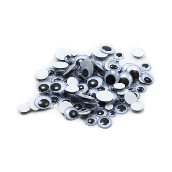 Assorted Peel'n Stick Wiggle Eyes, Black, 100 Per Pack, 12 Packs {1}