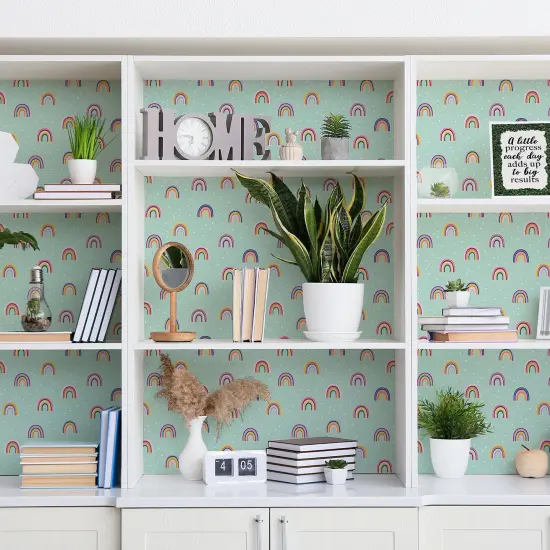 Peel and Stick Decorative Paper Roll, 17-1/2" x 10 ft, Oh Happy Day Rainbow {6}