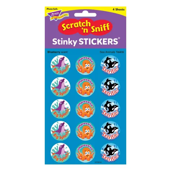 Sea Animals/Blueberry Stinky Stickers&reg;, 60 Per Pack, 6 Packs {3}