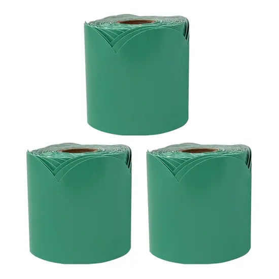 Grow Together Jade Green Rolled Scalloped Bulletin Board Borders, 65 Feet Per Roll, Pack of 3 {1}