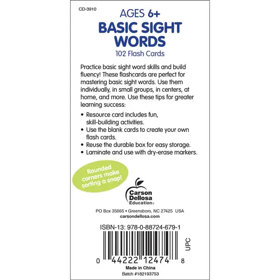 Basic Sight Words Flash Cards, 3 Packs {5}