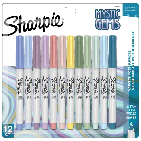 Permanent Markers, Ultra Fine Point, Mystic Gem Colors, 12 Count {1}