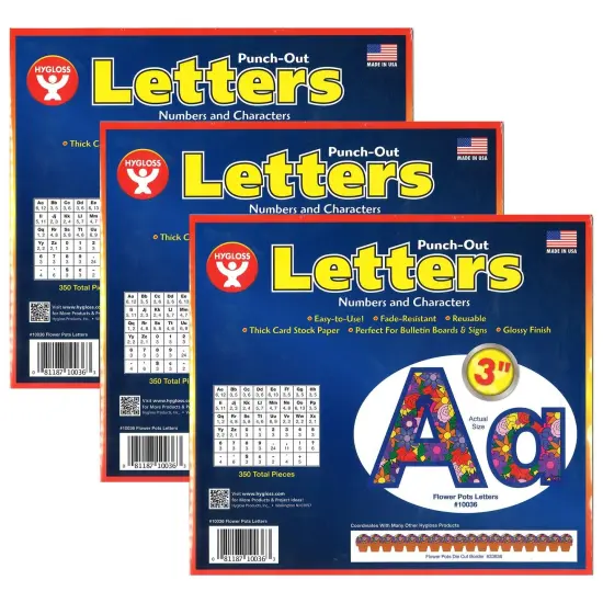 Flower Pots Punch-Out Letters, 350 Pieces Per Pack, 3 Packs {1}