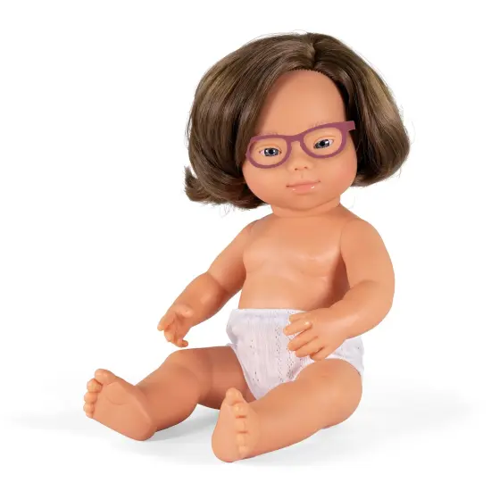 Baby Doll Caucasian Girl With Down Syndrome With Glasses 15'', Polybagged {1}