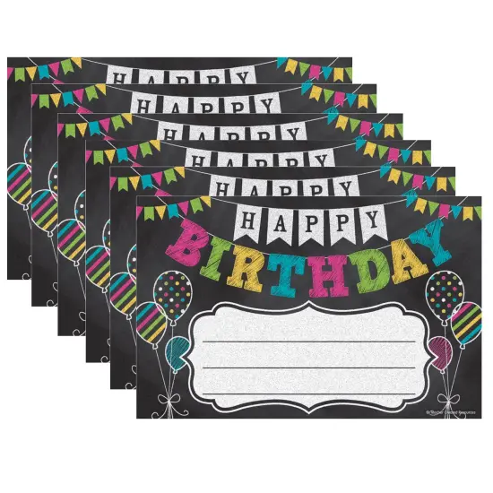 Chalkboard Brights Happy Birthday Awards, 25 Per Pack, 6 Packs {1}