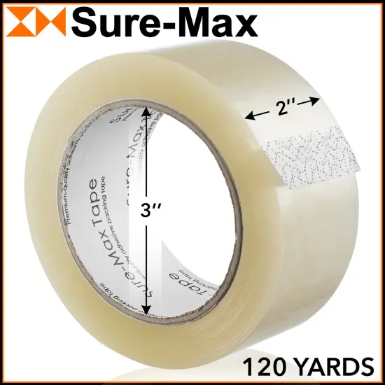 Sure-Max Heavy-Duty Shipping & Packing Tape (2" x 120 yard/360' each) - Moving & Adhesive Carton Sealing - 2.7mil Clear {3}