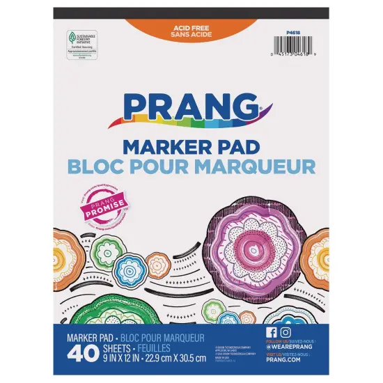 Marker Pad, White, 9" x 12", 40 Sheets, Pack of 6 {4}