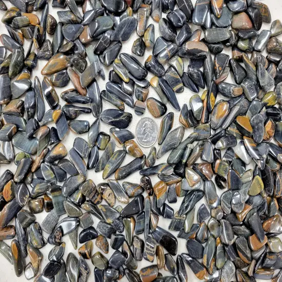 Tumbled Blue Tigers Eye Crystal Stones Bulk - Size Small 1/4 inch to 1.5 inches {3}