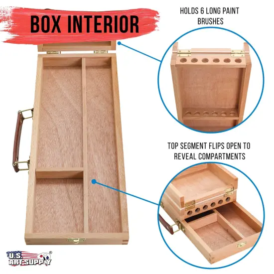 Wooden Flip Opening Artist Brush & Tool Box {3}