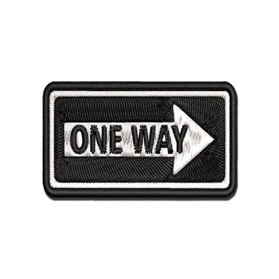 One Way Street Sign Multi-Color Embroidered Iron-On or Hook & Loop Patch Applique {1}