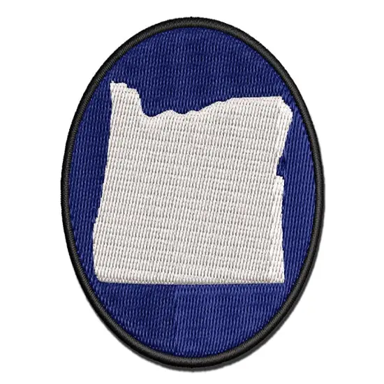 Oregon State Silhouette Multi-Color Embroidered Iron-On or Hook & Loop Patch Applique {1}