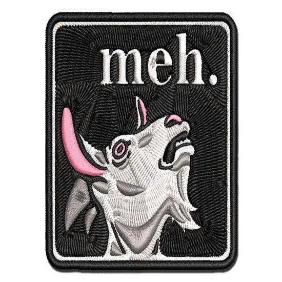 Meh Goat Multi-Color Embroidered Iron-On or Hook & Loop Patch Applique {1}