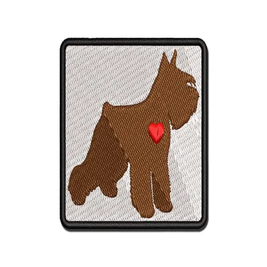 Miniature Schnauzer Dog with Heart Multi-Color Embroidered Iron-On or Hook & Loop Patch Applique {1}