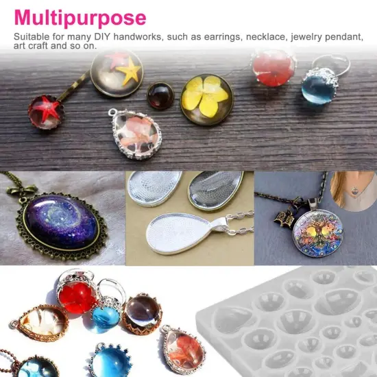 35PCS DIY Silicone Resin Mold Jewelry Casting Epoxy Pendant Tray Mould Craft Kit {3}
