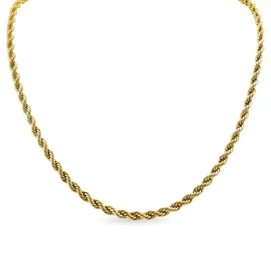 Stainless Steel 18K Gold PVD Coated Rope Chain Necklace {5}