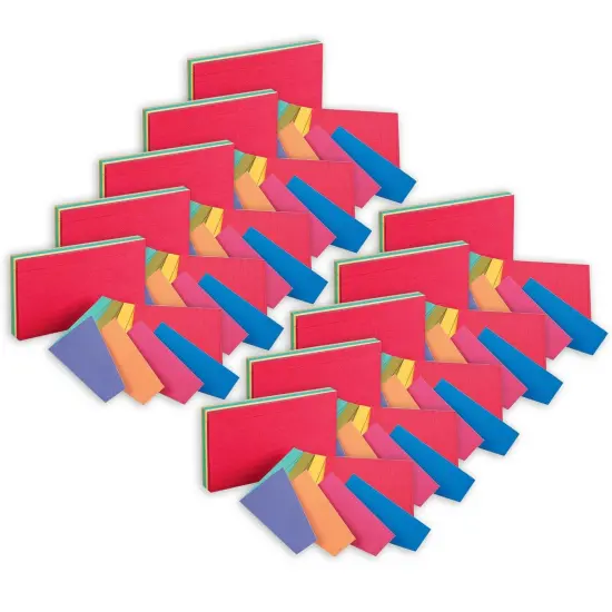 Two-Tone Index Cards, 3" x 5", Assorted Colors, 100 Per Pack, 10 Packs {1}