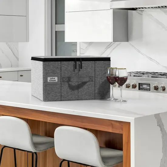 Sorbus 2 Pack Stemware Storage Case - with Hard Shell, Dividers and Handle - Stemware Storage Containers Holds 12 {6}