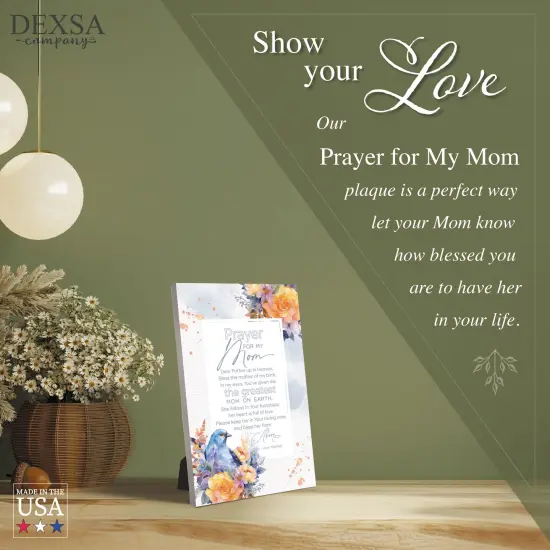 Prayer For My Mom Wood Plaque with Easel and Hook Wall Tabletop Art - 6 inches x 9 inches {4}