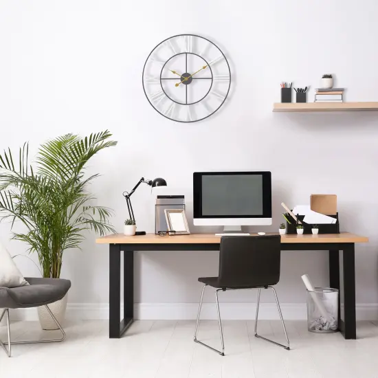 Sorbus 16" Oversized Black Metal Decorative Analog Round Wall Clock - Beautifully decorate any wall space in the household White {6}