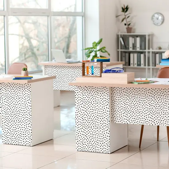 Peel and Stick Decorative Paper Roll, 17-1/2" x 10 ft, Black Painted Dots {6}