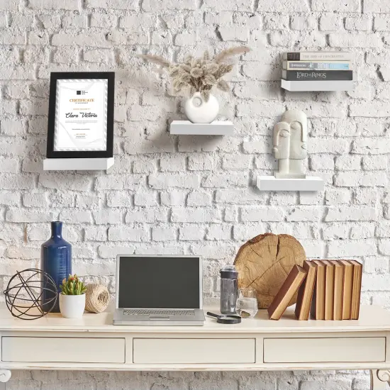 Sorbus 4 Pack 9" Floating Shelves, Wall Shelves for Bedroom, Kitchen, Living Room, Bathroom Shelves Over The Toilet White {6}