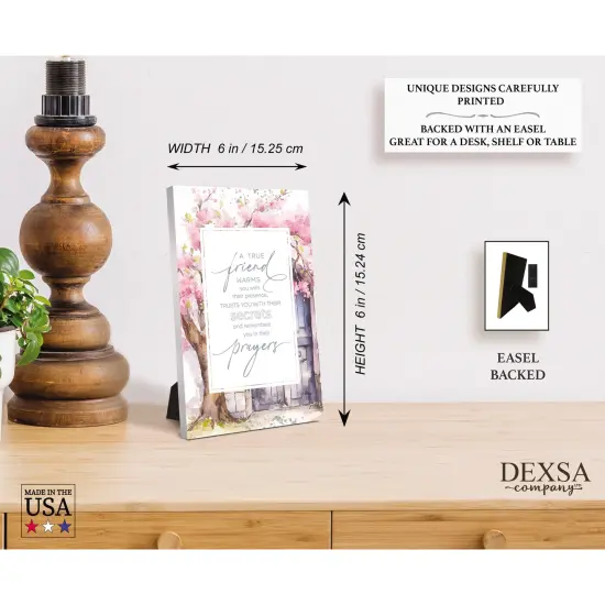 A True Friend Wood Plaque with Easel and Hook Wall Tabletop Art - 6 inches x 9 inches {5}