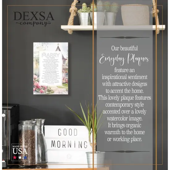 I'd Marry You Again Wood Plaque with Easel and Hook Wall Tabletop Art - 6 inches x 9 inches {2}