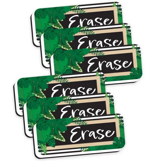 Magnetic Whiteboard Eraser, Boho Style Leaves with Border, 2" x 5", Pack of 6 {1}