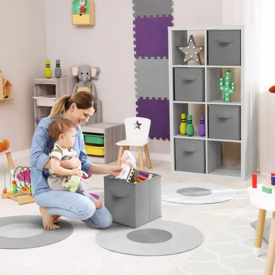 Sorbus 8 Pack 11 Inch Foldable Storage Cubes with Handles- for Organizing Home, Shelves, Nursery, Playroom, Closet and More Gray {3}