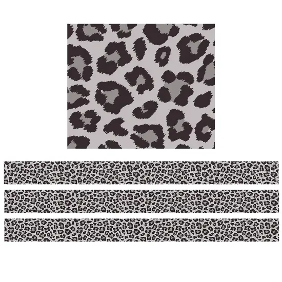 Gray Leopard Straight Border Trim, 35 Feet Per Pack, 6 Packs {1}