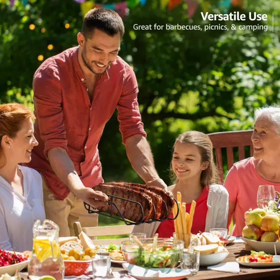 Sorbus Non-Stick Rib Rack XL - Porcelain Coated Steel Roasting Stand - Holds 3 Full Rib Racks for Grilling & Barbecuing Black {6}