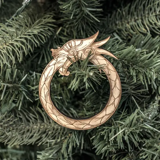 Ornament - Celtic Dragon - Raw Wood 3x4in {2}