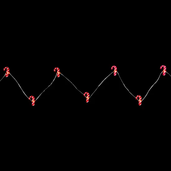 Northlight LED Candy Cane Christmas Fairy Lights - 6.5' Silver Wire - 20ct Red {4}