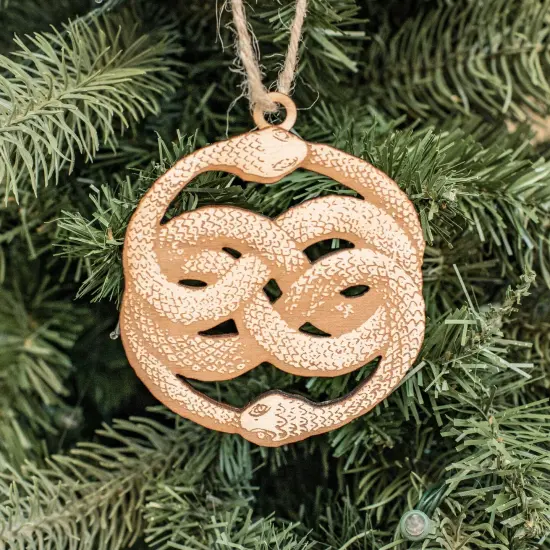 Ornament - Ouroboros - Raw Wood 4x3in {3}