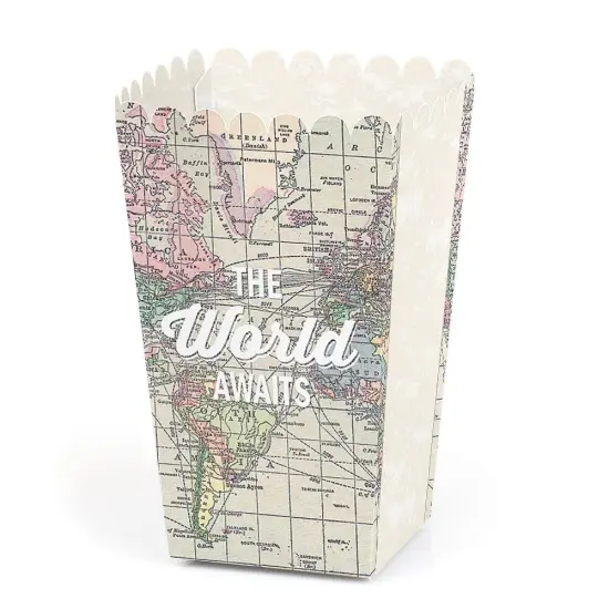 Big Dot of Happiness World Awaits - Travel Themed Party Favor Popcorn Treat Boxes - Set of 12 {1}