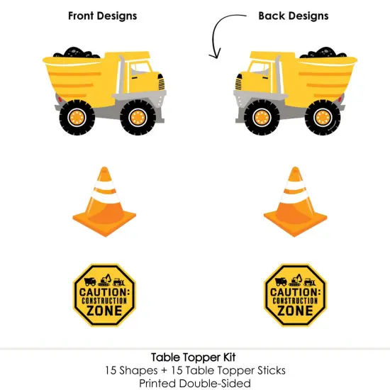 Big Dot of Happiness Dig It - Construction Party Zone - Baby Shower or Birthday Party Centerpiece Sticks - Table Toppers - Set of 15 {6}