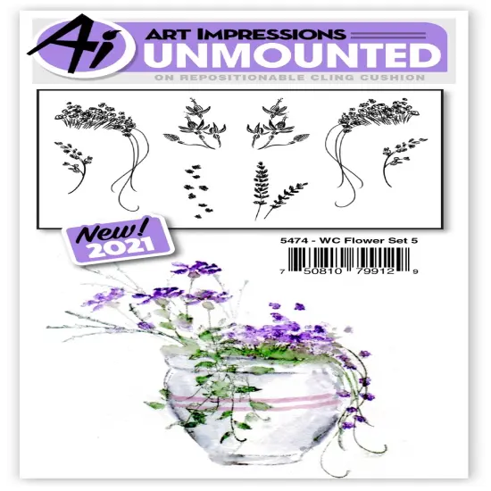 Art Impressions Watercolor Cling Rubber Stamps-Flower Set 5 {1}