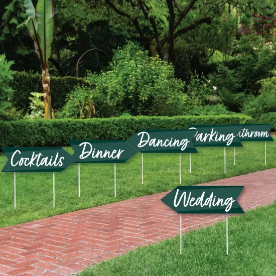Big Dot of Happiness Emerald Elegantly Simple - Arrow Wedding and Receptions Direction Signs - Double Sided Outdoor Yard Signs - Set of 6 {3}