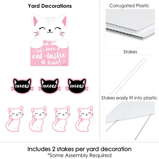 Big Dot of Happiness Purr-fect Kitty Cat - Yard Sign and Outdoor Lawn Decorations - Kitten Meow Baby Shower or Birthday Party Yard Signs - Set of 8 {6}