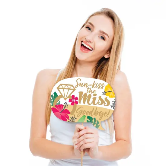 Big Dot of Happiness Funny Last Luau - Tropical Bachelorette Party and Bridal Shower Photo Booth Props Kit - 10 Piece {3}