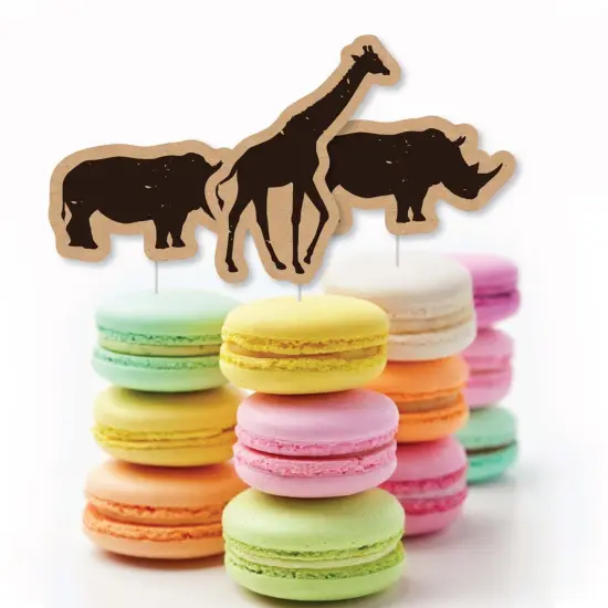 Big Dot of Happiness Wild Safari - Dessert Cupcake Toppers - African Jungle Adventure Birthday Party or Baby Shower Clear Treat Picks - Set of 24 {6}
