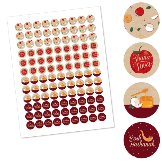 Big Dot of Happiness Rosh Hashanah - New Year Round Candy Sticker Favors - Labels Fits Chocolate Candy (1 sheet of 108) {3}