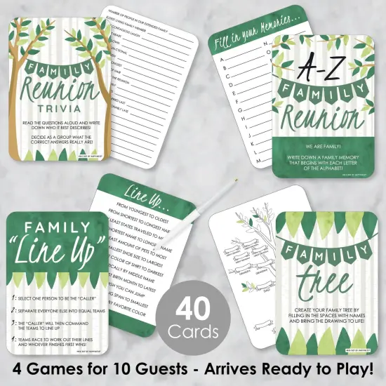 Big Dot of Happiness Family Tree Reunion - 4 Family Gathering Party Games - 10 Cards Each - Gamerific Bundle {3}