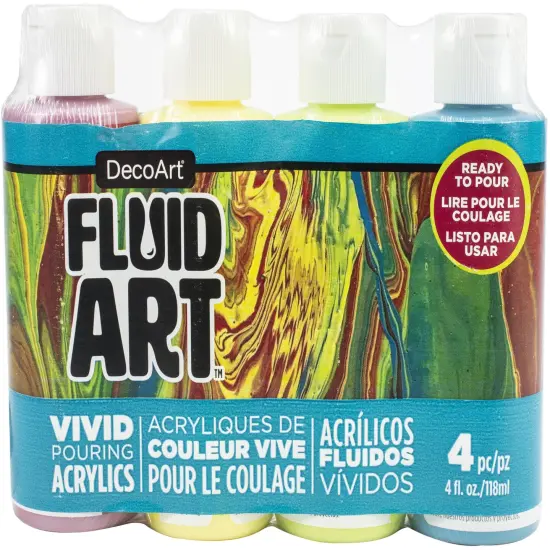 DecoArt FluidArt Paint Pouring Value Pack 4/Pkg-Tropical {1}