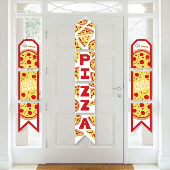 Big Dot of Happiness Pizza Party Time - Hanging Vertical Paper Door Banners - Baby Shower or Birthday Party Wall Decoration Kit - Indoor Door Decor {1}