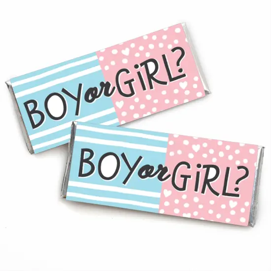 Big Dot of Happiness Baby Gender Reveal - Candy Bar Wrapper Team Boy or Girl Party Favors - Set of 24 {1}