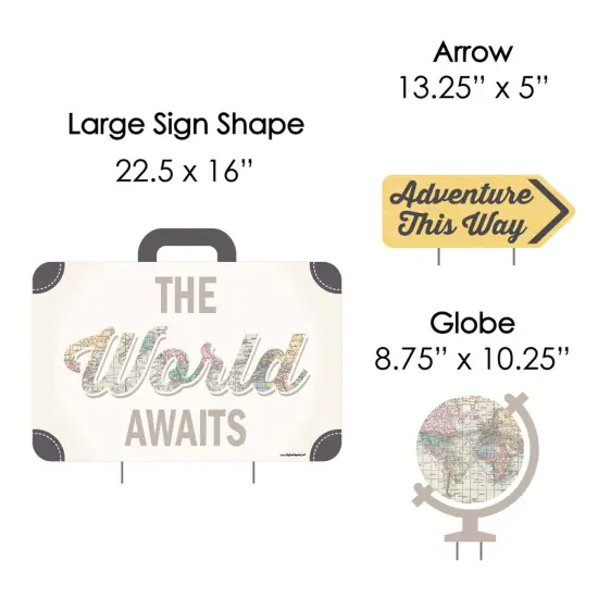 Big Dot of Happiness World Awaits - Yard Sign & Outdoor Lawn Decorations - Travel Themed Yard Signs - Set of 8 {7}